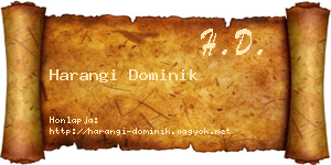 Harangi Dominik névjegykártya